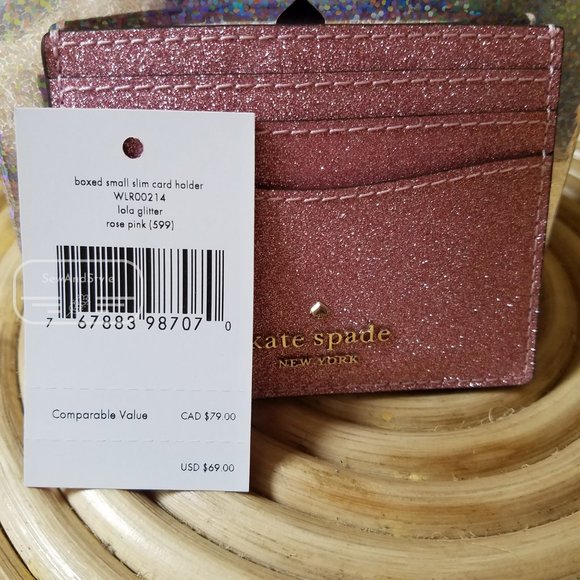 Kate Spade Small Boxed Slim Card Holder Pink - Picture 8 of 11